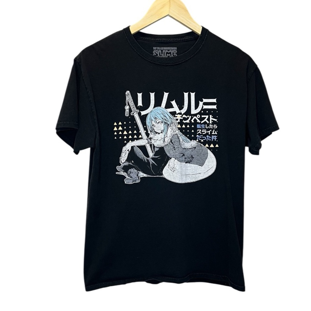 Anime Graphic Black T-Shirt Crew Neck Short Sleeve Men’s Size M